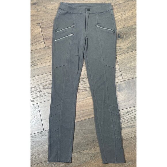 ATHLETA Ponte Twill Moto Leggings Arbor Olive Sz 0 EUC - Picture 1 of 6